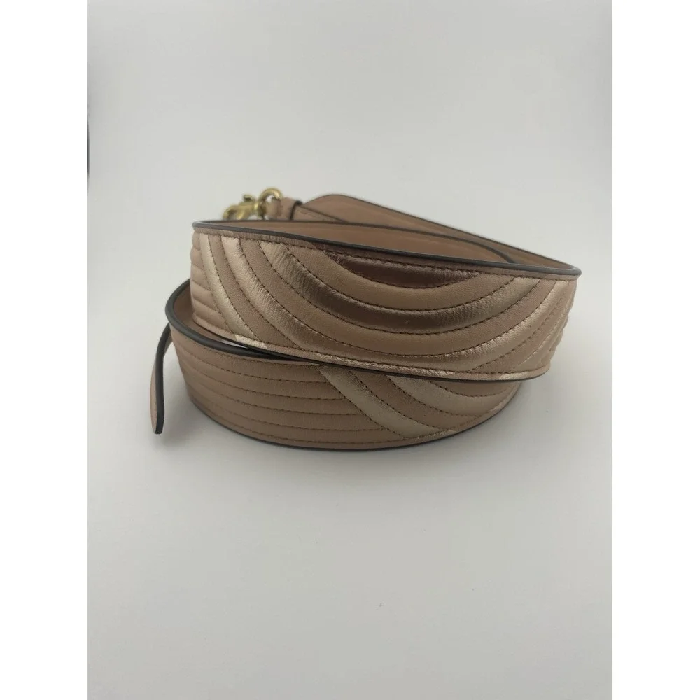 Coach Novelty Strap Quilted Deco Metallic Pink Nude‎ Leather Gold Hardware - Picture 2 of 9